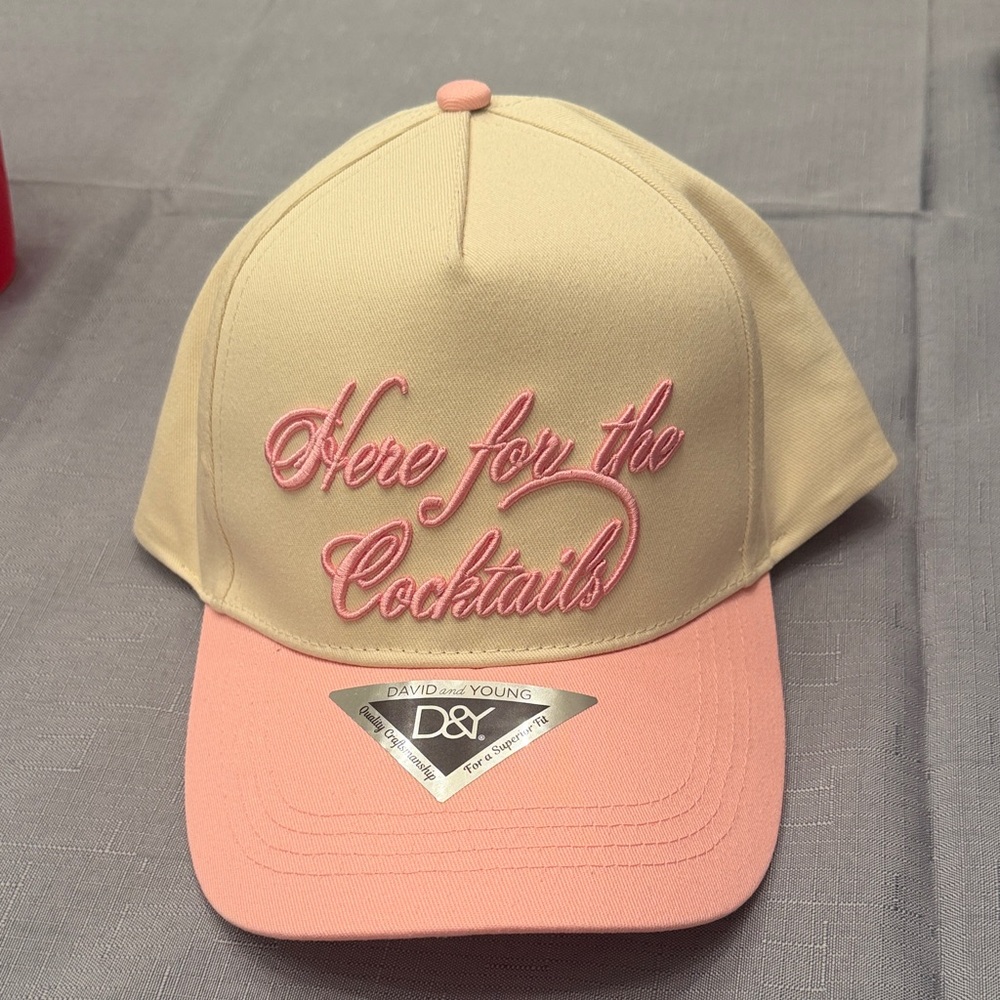 David and Young Two-Tone 'Here for the Cocktails' Pink & Cream Cap
